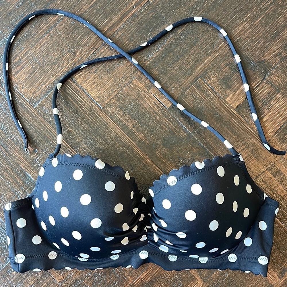 Victoria’s Secret Bikini Top 34B Polka Dot Black White
